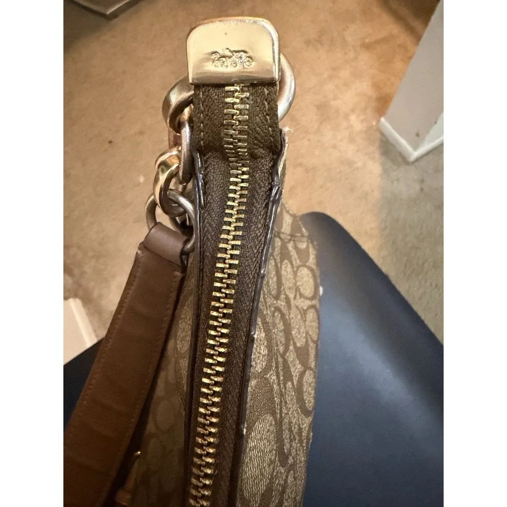 Coach F39527 Brown Signature Canvas Elle Hobo Bag Gold Hardware